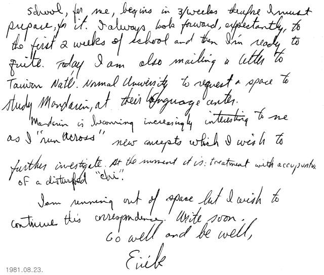 Eirik Schwartz's letter1c on 08/23/1981